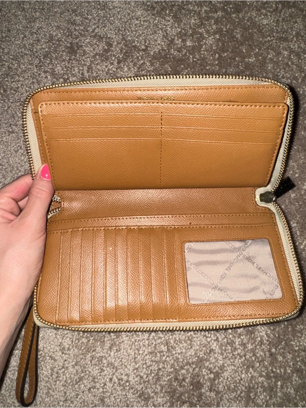 Michael Kors Metallic Pewter Zip-Around Wristlet/wallet